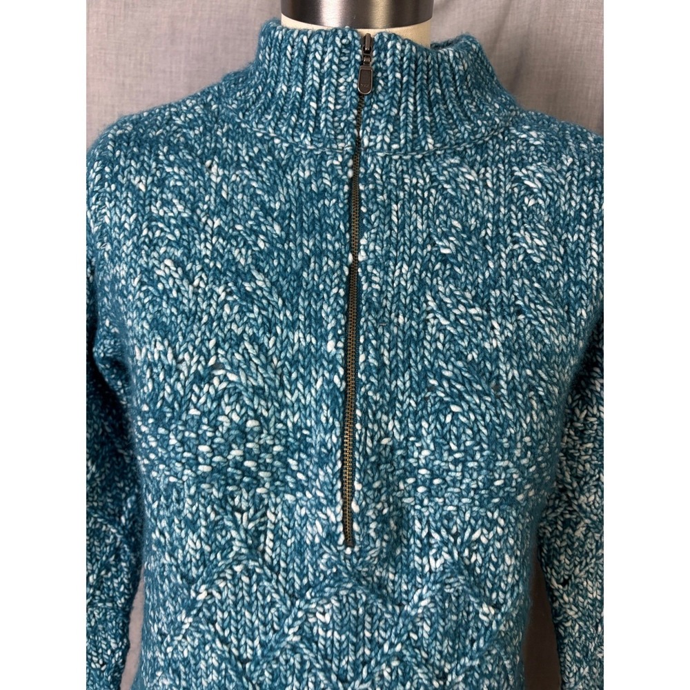 Soft Surroundings Blue Marled Knit Zip Front‎ Tunic Mock Neck Sweater L (est) - Picture 7 of 11